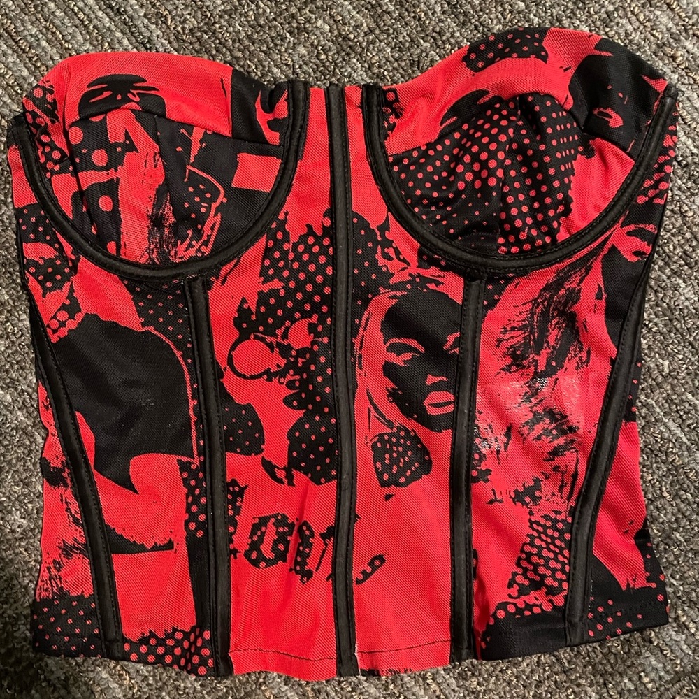 Aly Mesh Corset top in red